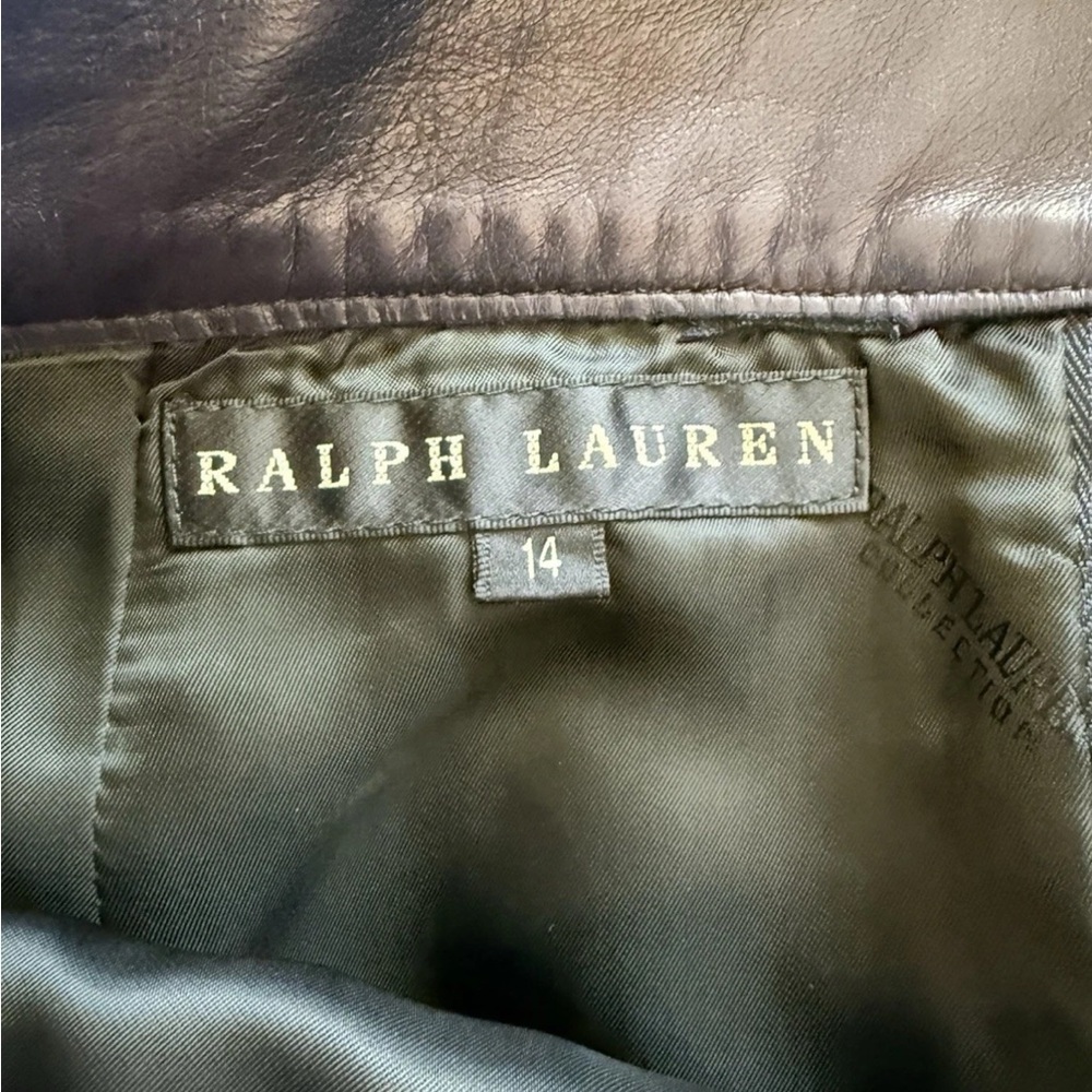 Ralph Lauren Black Label Deep Navy Leather Skirt - size 14 Extra Large - Picture 4 of 4